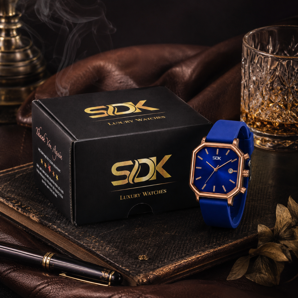 Rose Gold Classic Watch-Blue