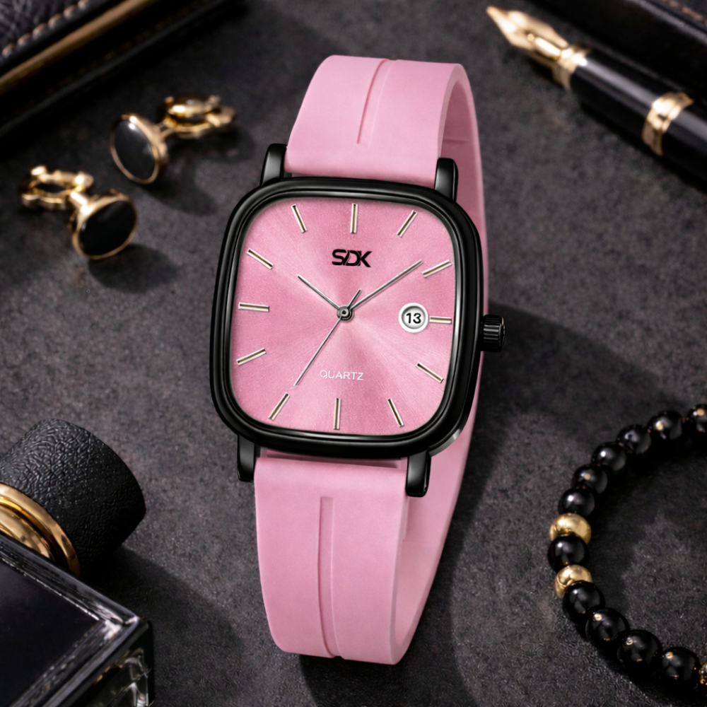 Black Curve Series Watch-Pink