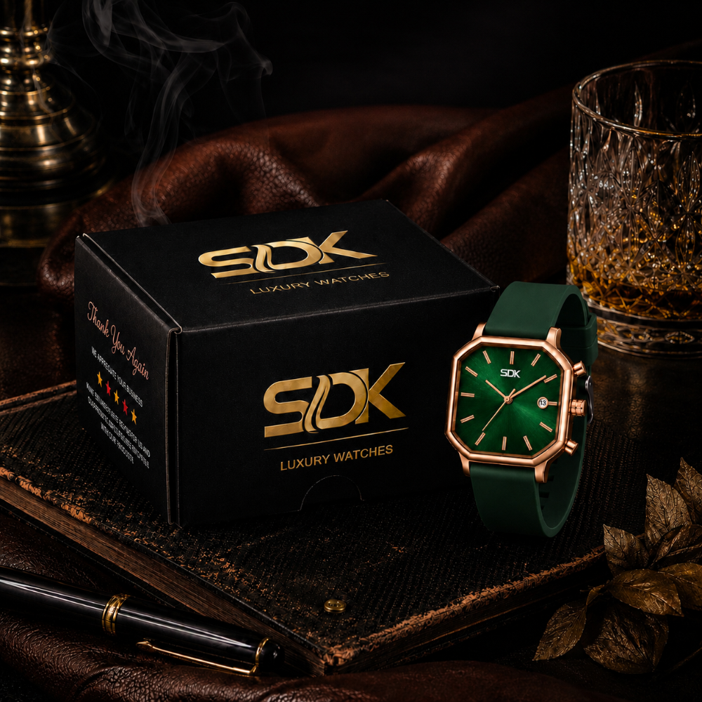 Rose Gold Classic Watch-Green