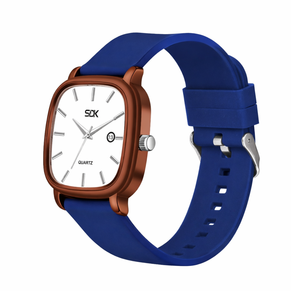 Classic Brown Square Dial Watch-Blue