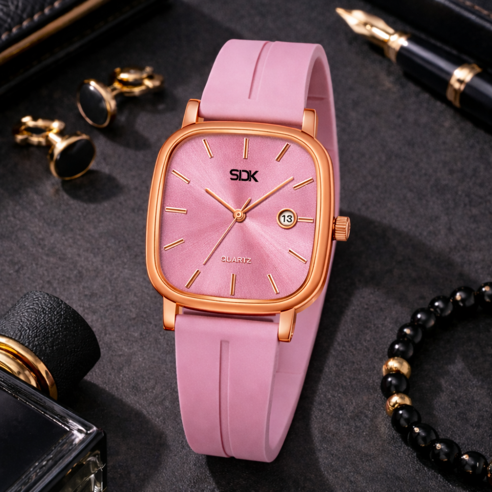 Rose Gold Curve Series Watch-Pink