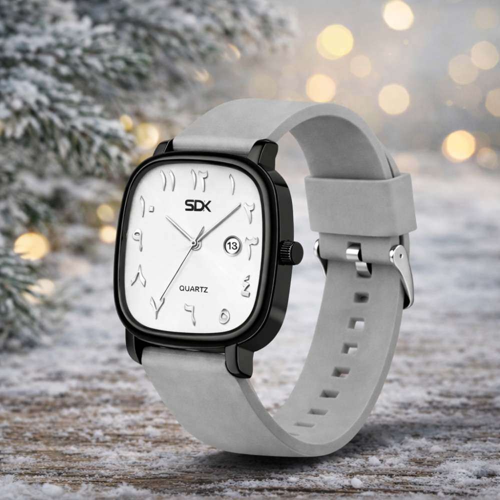 Black Arabic Dial Quartz Watch-Grey