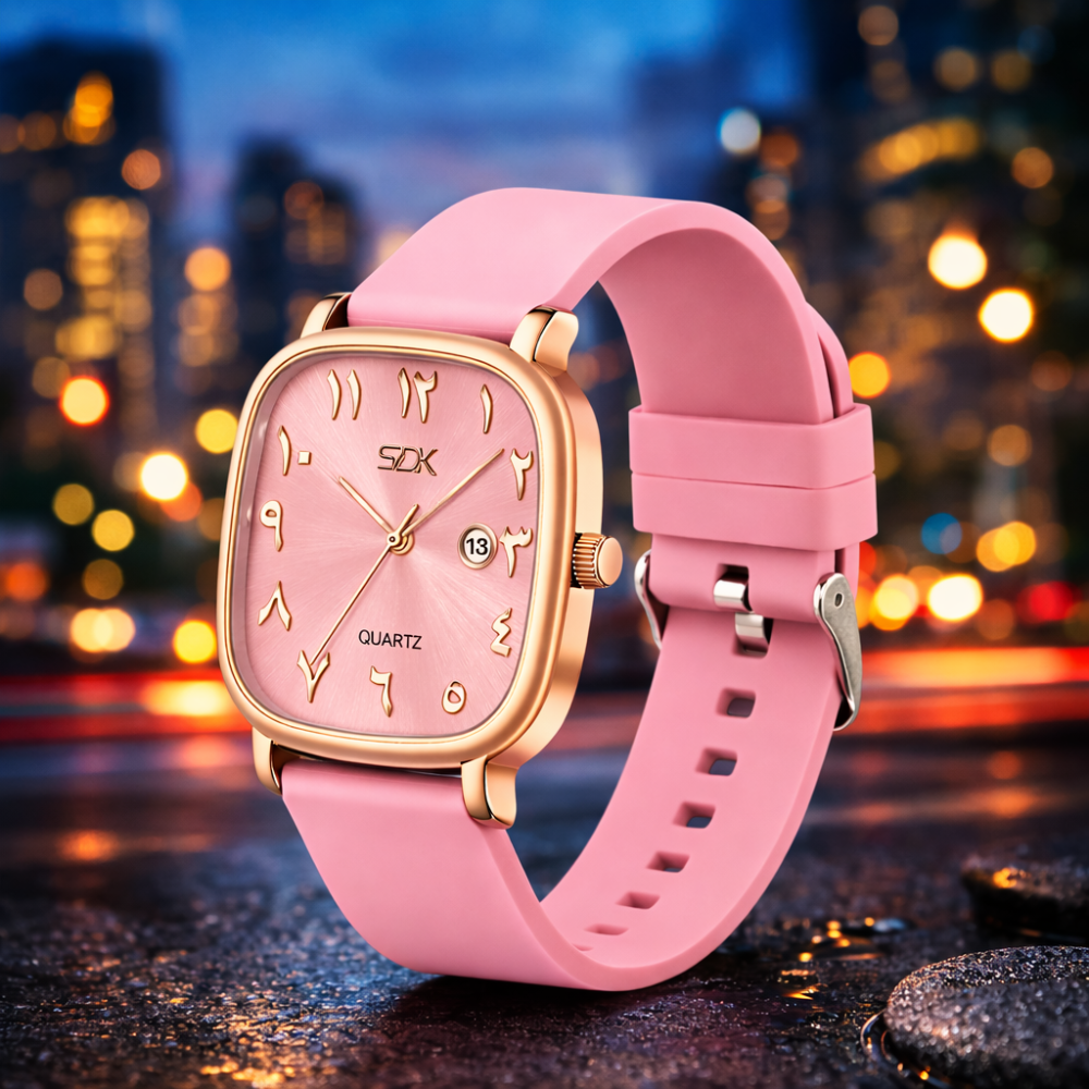 Rose Gold Arabic Premium Quartz Watch-Pink