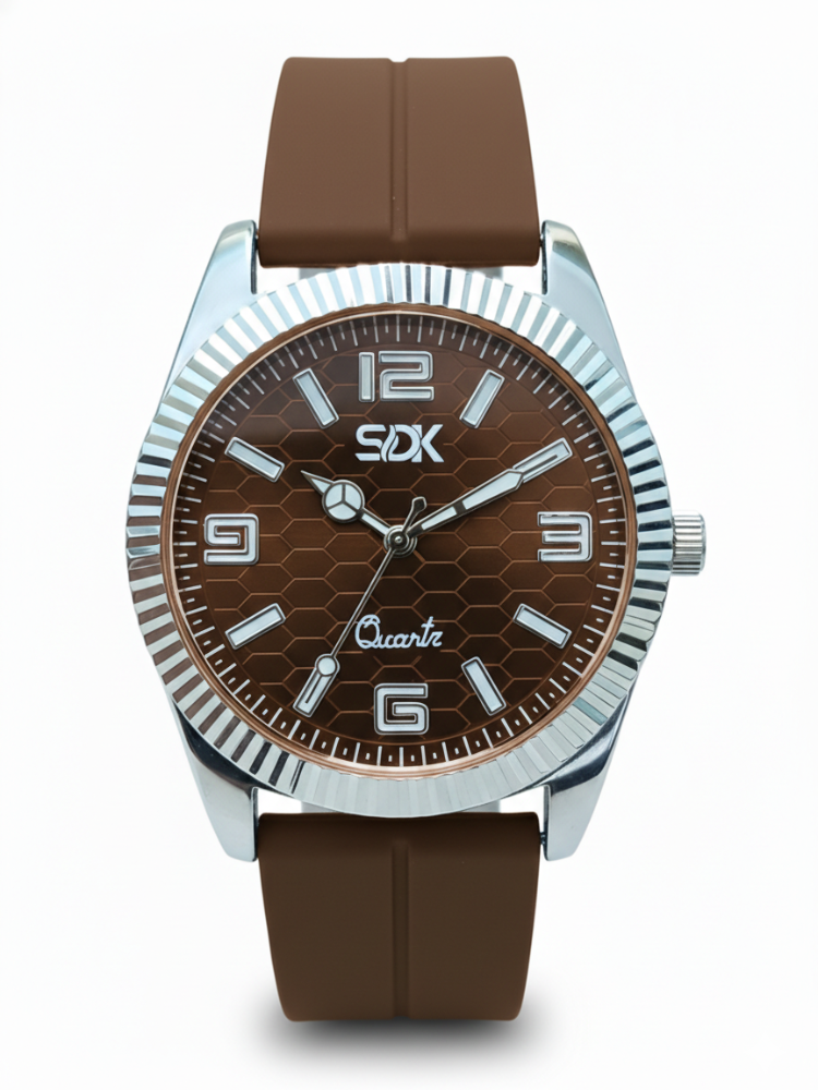 Multi-Color Hexa Dial Premium Watch-Brown