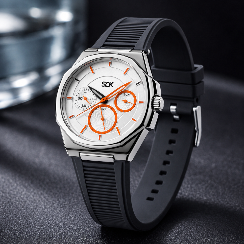 Urban Edge Multi-Dial Watch (Silver Edition)-BLACK-WHITE