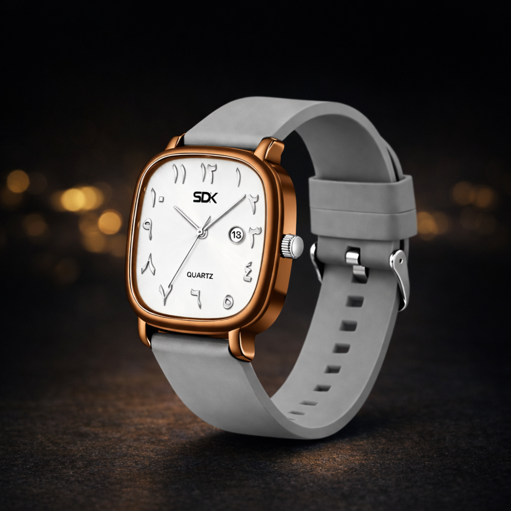 Brown Arabic Dial Quartz Watch-Grey