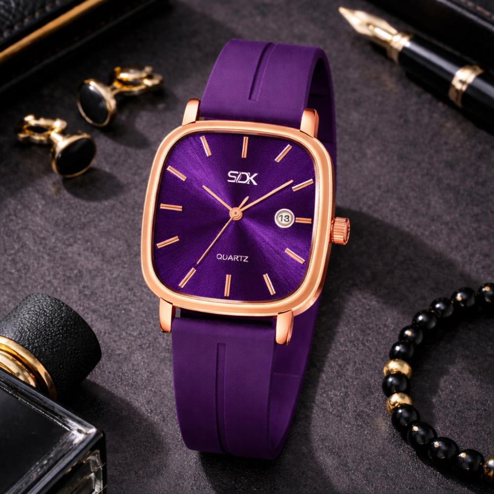 Rose Gold Curve Series Watch-Purple