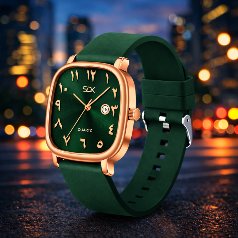 Rose Gold Arabic Premium Quartz Watch-Green