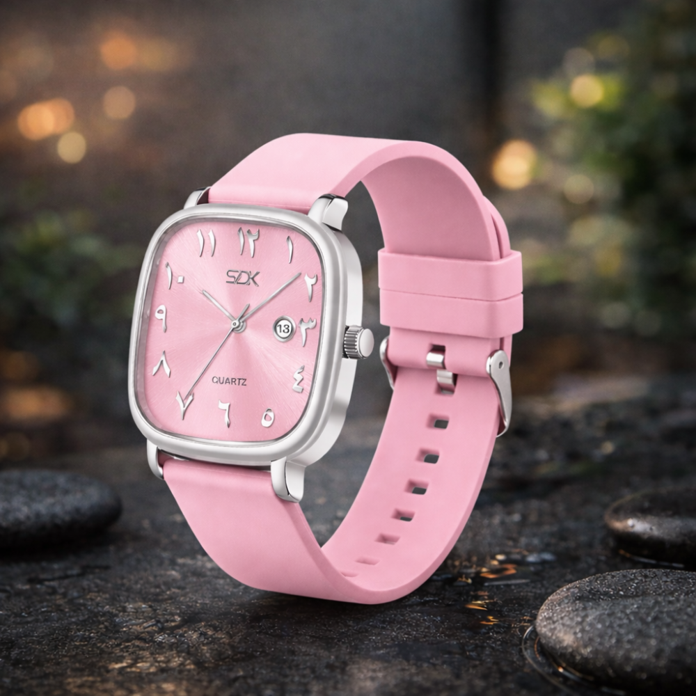 Silver Aura Quartz Watch-Pink