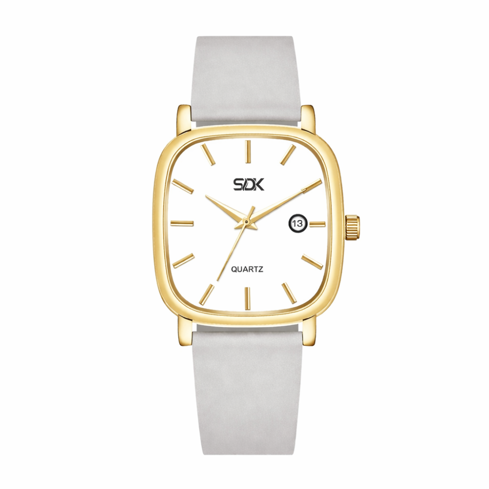 Golden Aura Square Dial Watch-Grey
