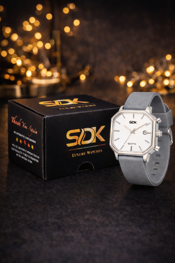 Silver Square Classic Watch-Grey