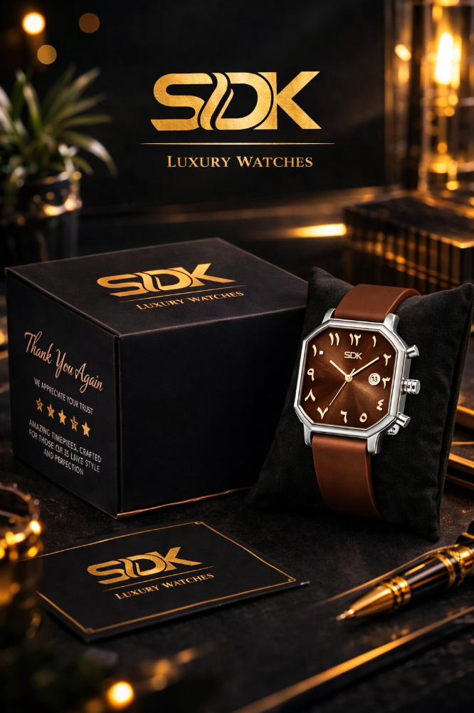 Silver Noir Arabic Edition Watch-Brown