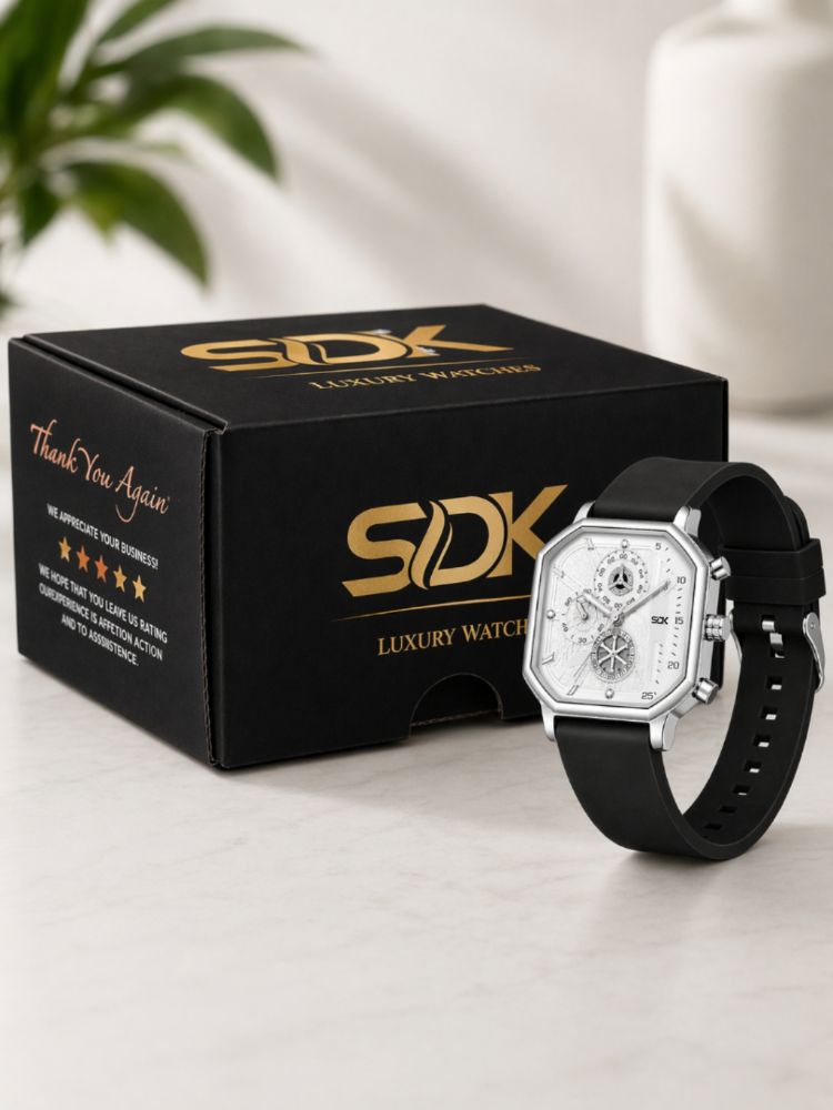 Urban Chrono Square Watch-BLACK-WHITE