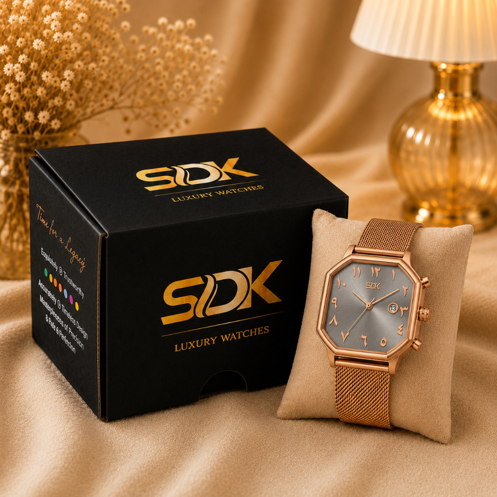 Rose Gold Emerald Premium Watch-Grey