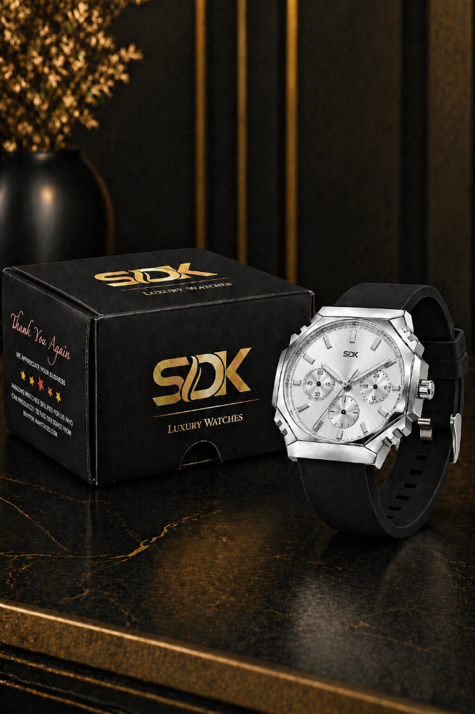 Premium Chronograph Watch-BLACK-WHITE