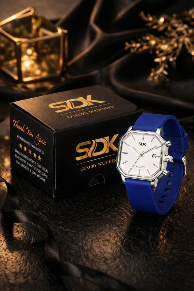 Silver Arabic Classic Watch-Blue