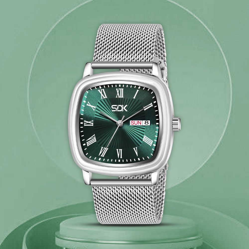 Prestige Day-Date Mesh Watch-Green