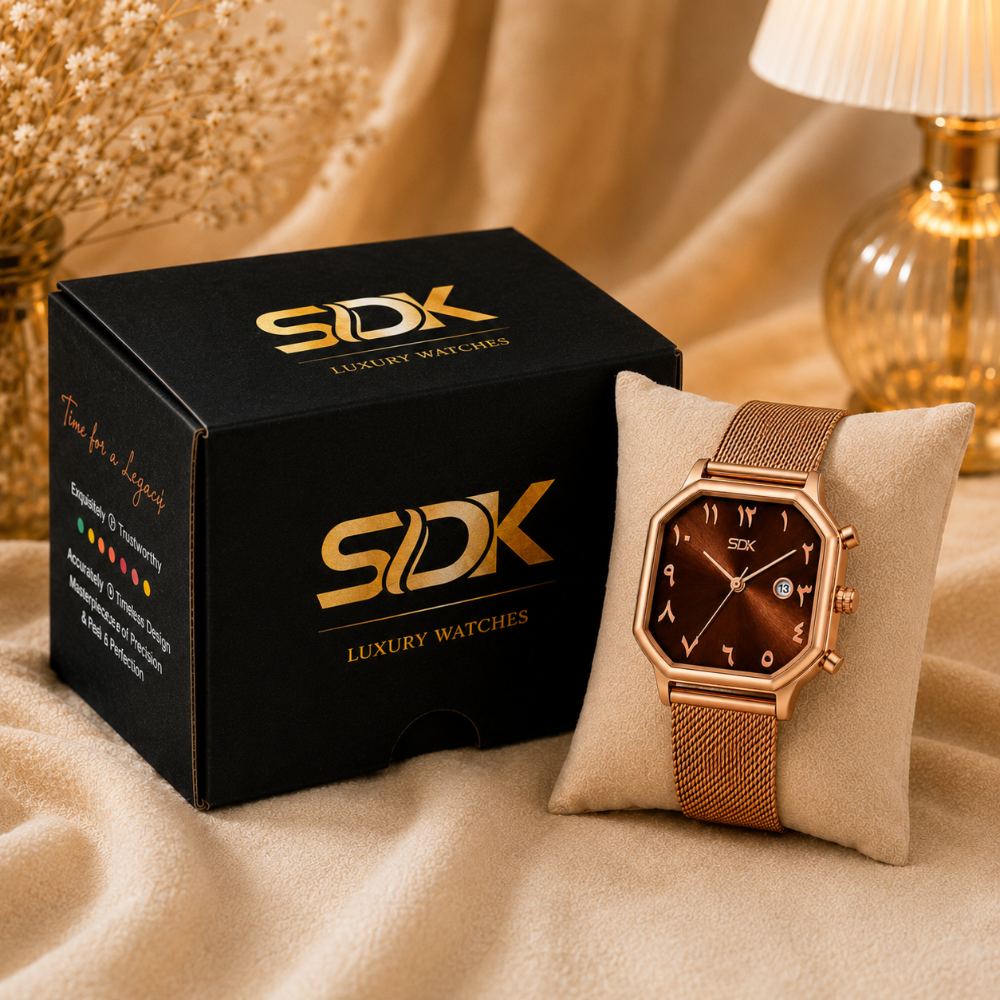 Rose Gold Emerald Premium Watch-Brown
