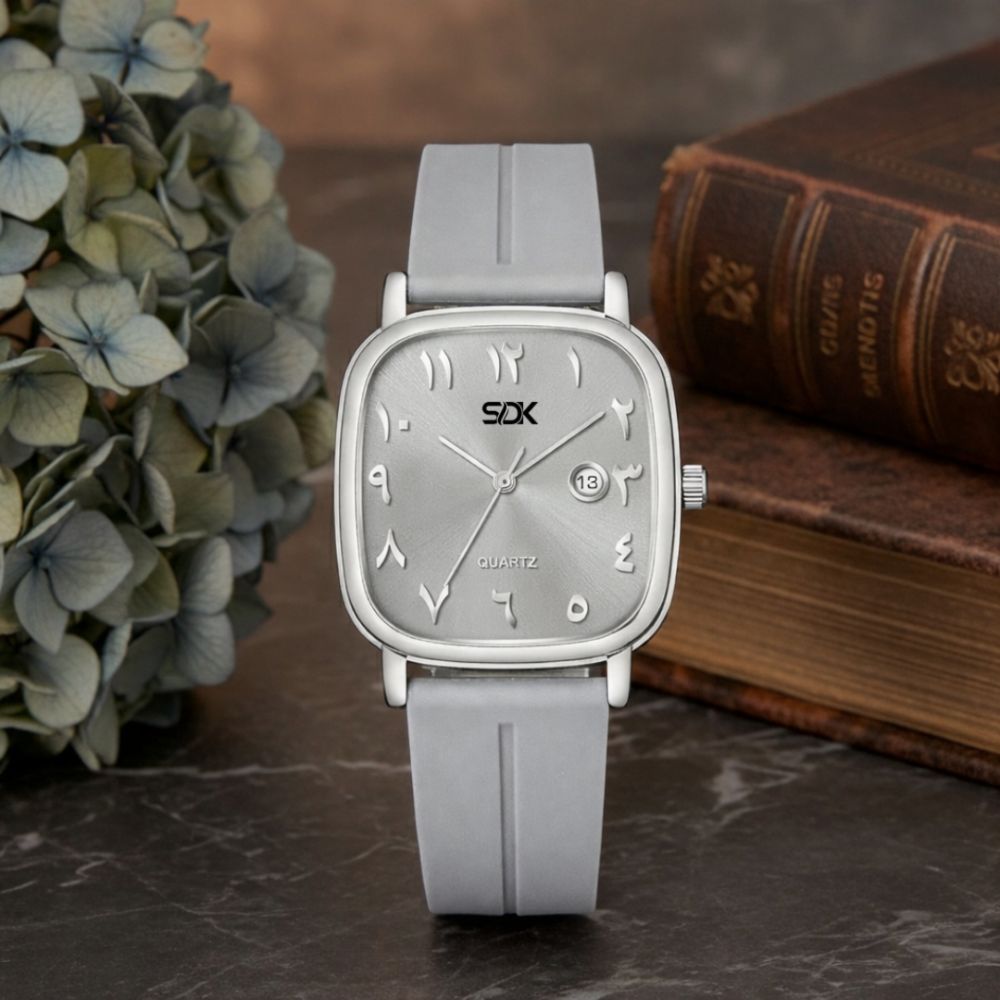 Silver Arabic Dial Premium Watch-Grey