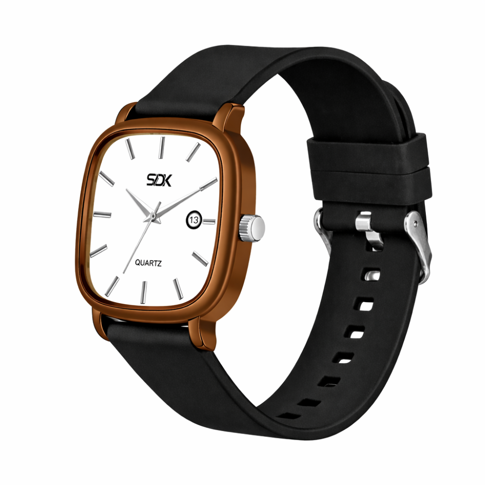 Classic Brown Square Dial Watch-Black