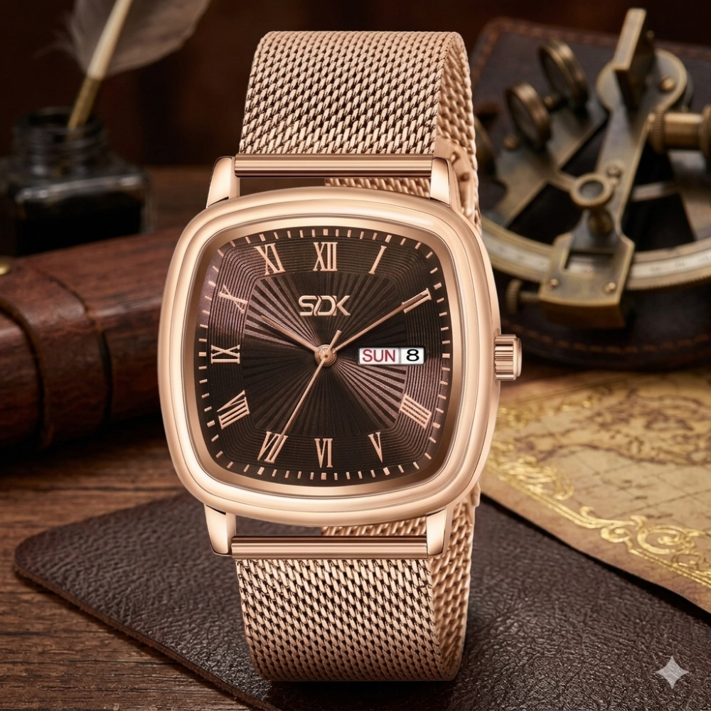 Rose Gold Premium Quartz Watch-Brown