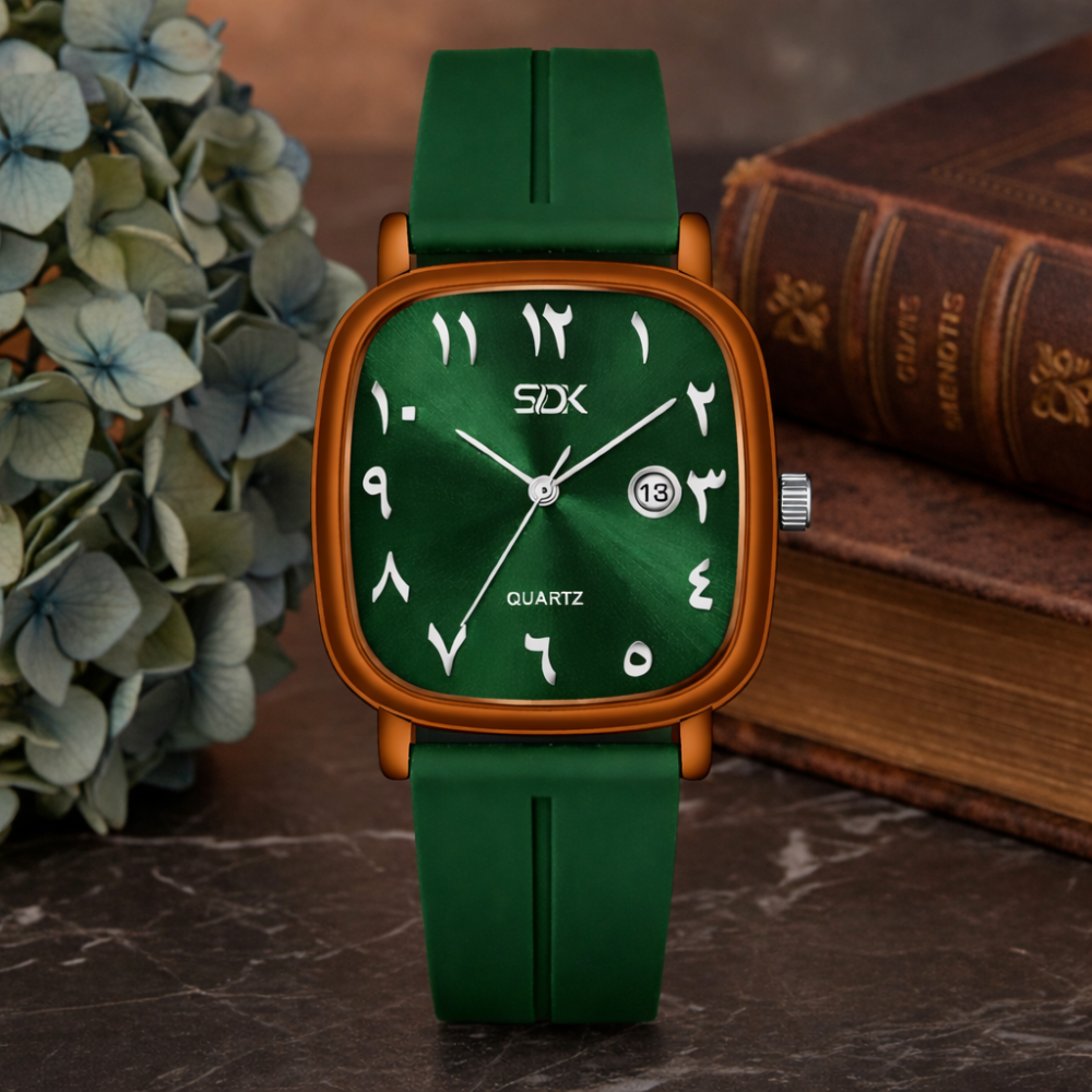 Classic Brown Arabic Watch-Green
