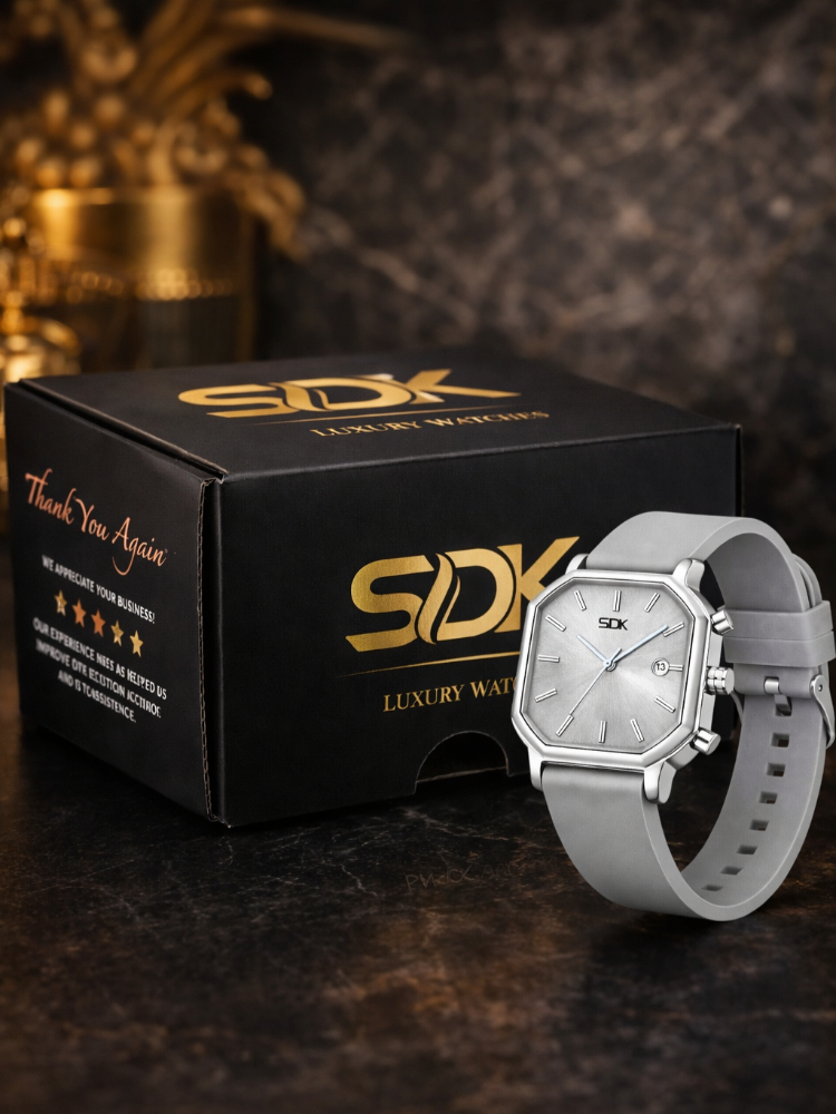 Premium Silver Edge Square Dial-Grey