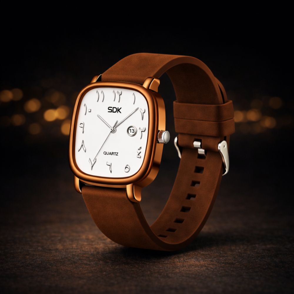 Brown Arabic Dial Quartz Watch-Brown