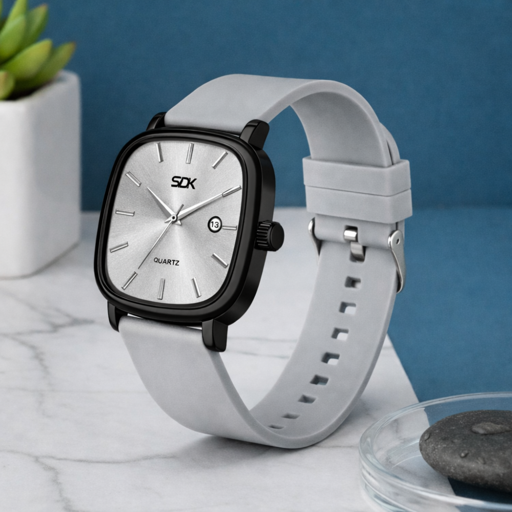Premium Quartz Date Watch-Grey