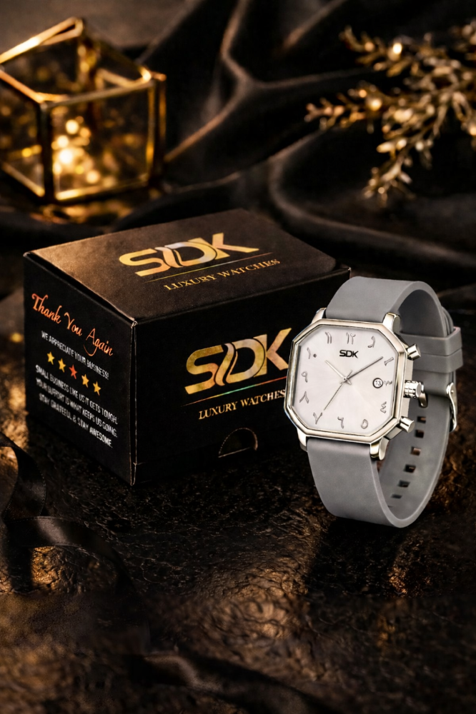 Silver Arabic Classic Watch-Grey