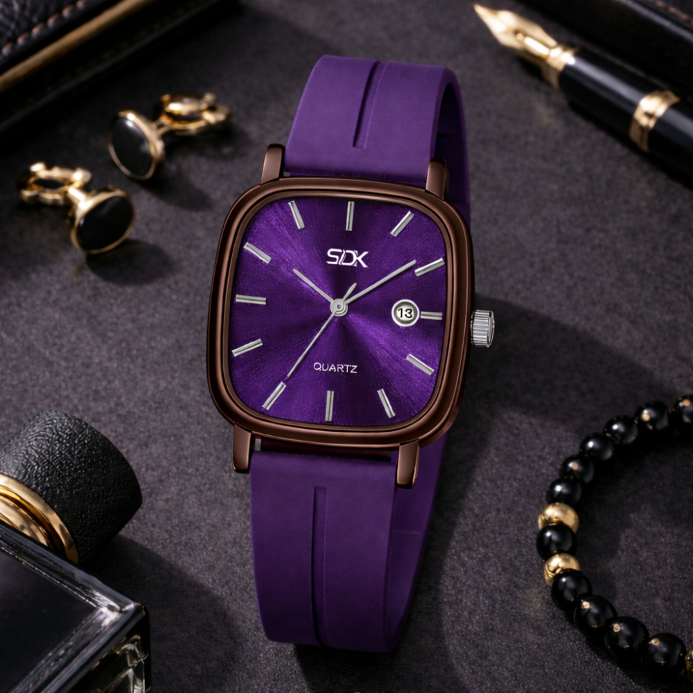 Urban Curve Silicone Watch-Purple