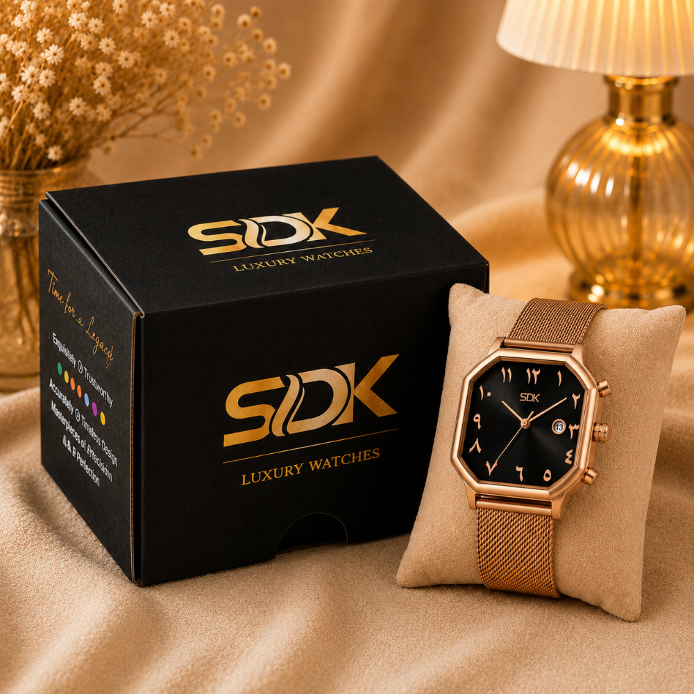 Rose Gold Emerald Premium Watch-Black