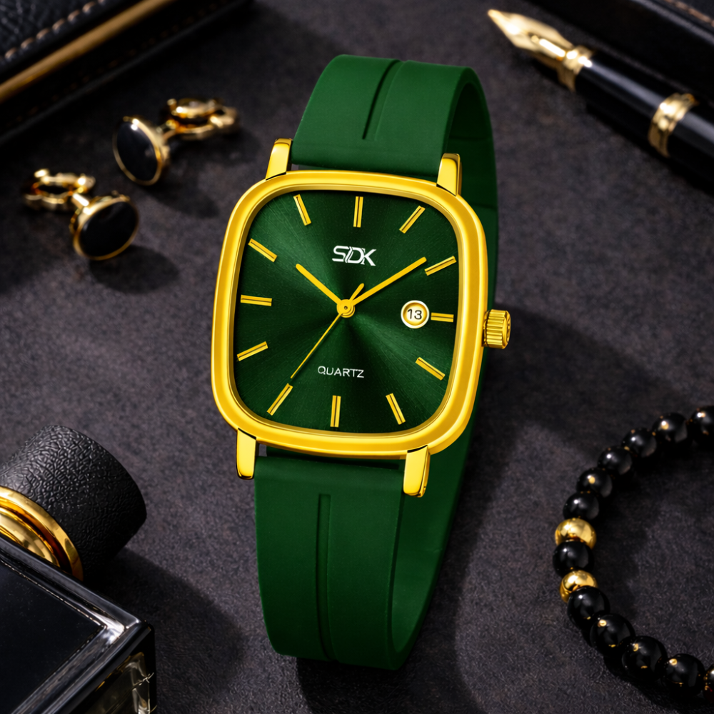 Royal Edge Square Quartz Watch-Green