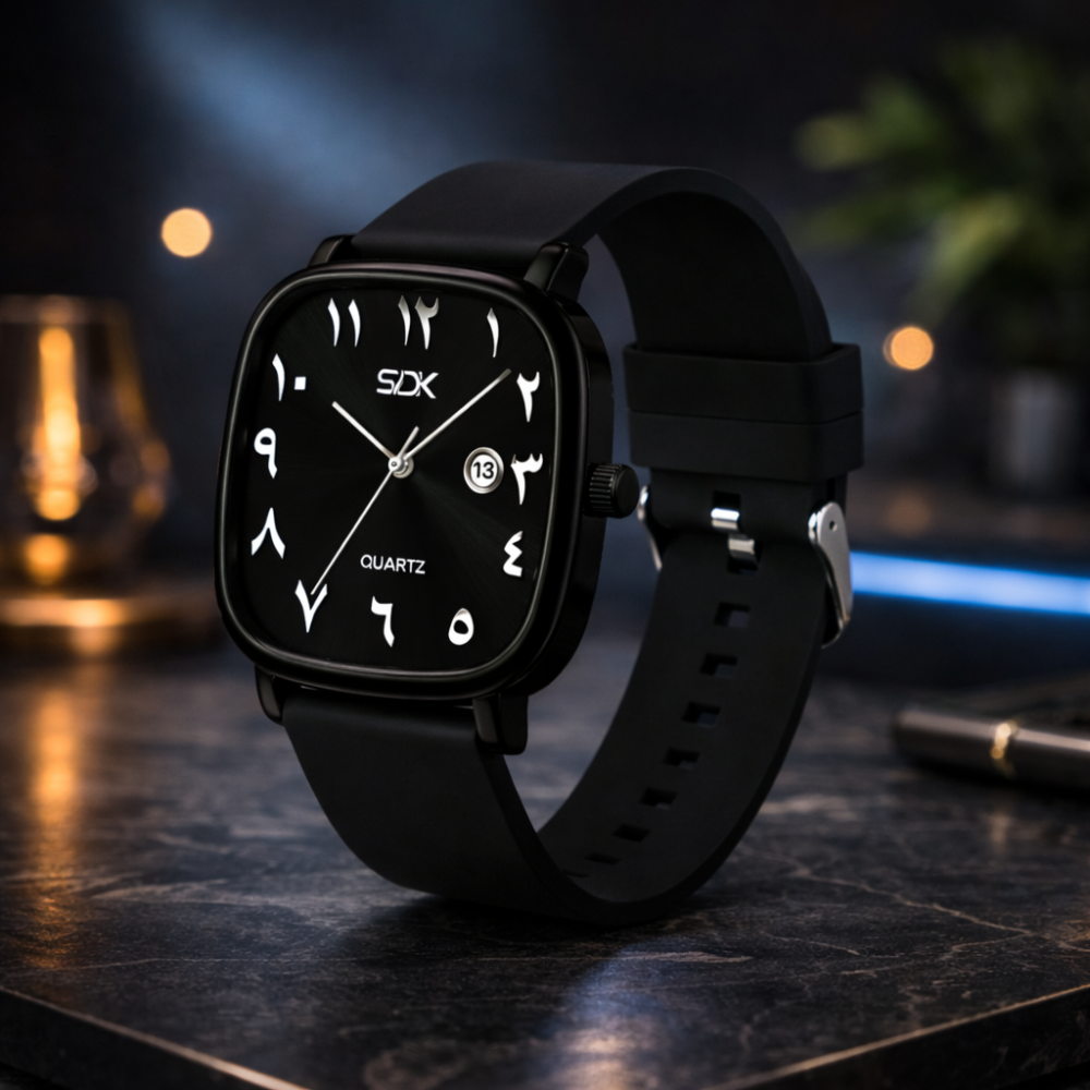 Black Arabic Premium Quartz Watch-Black
