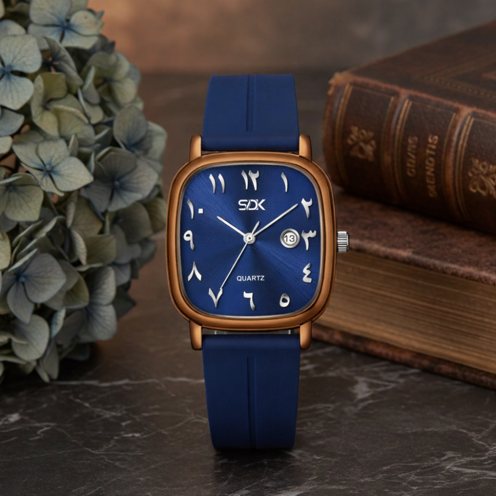 Classic Brown Arabic Watch-Blue
