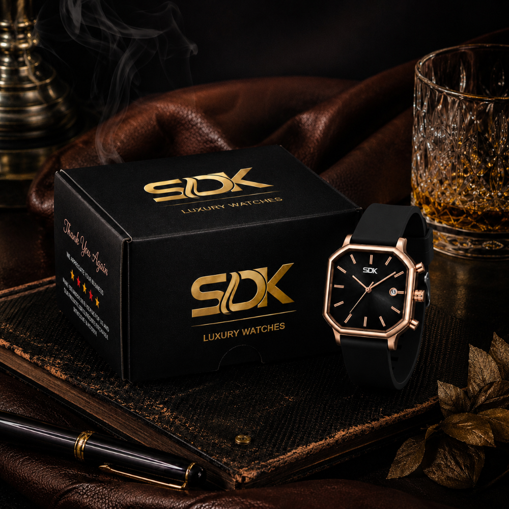 Rose Gold Classic Watch-Black