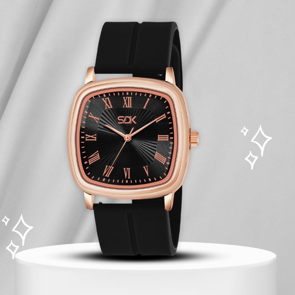 Aura Luxe Square Day-Date Watch-Black