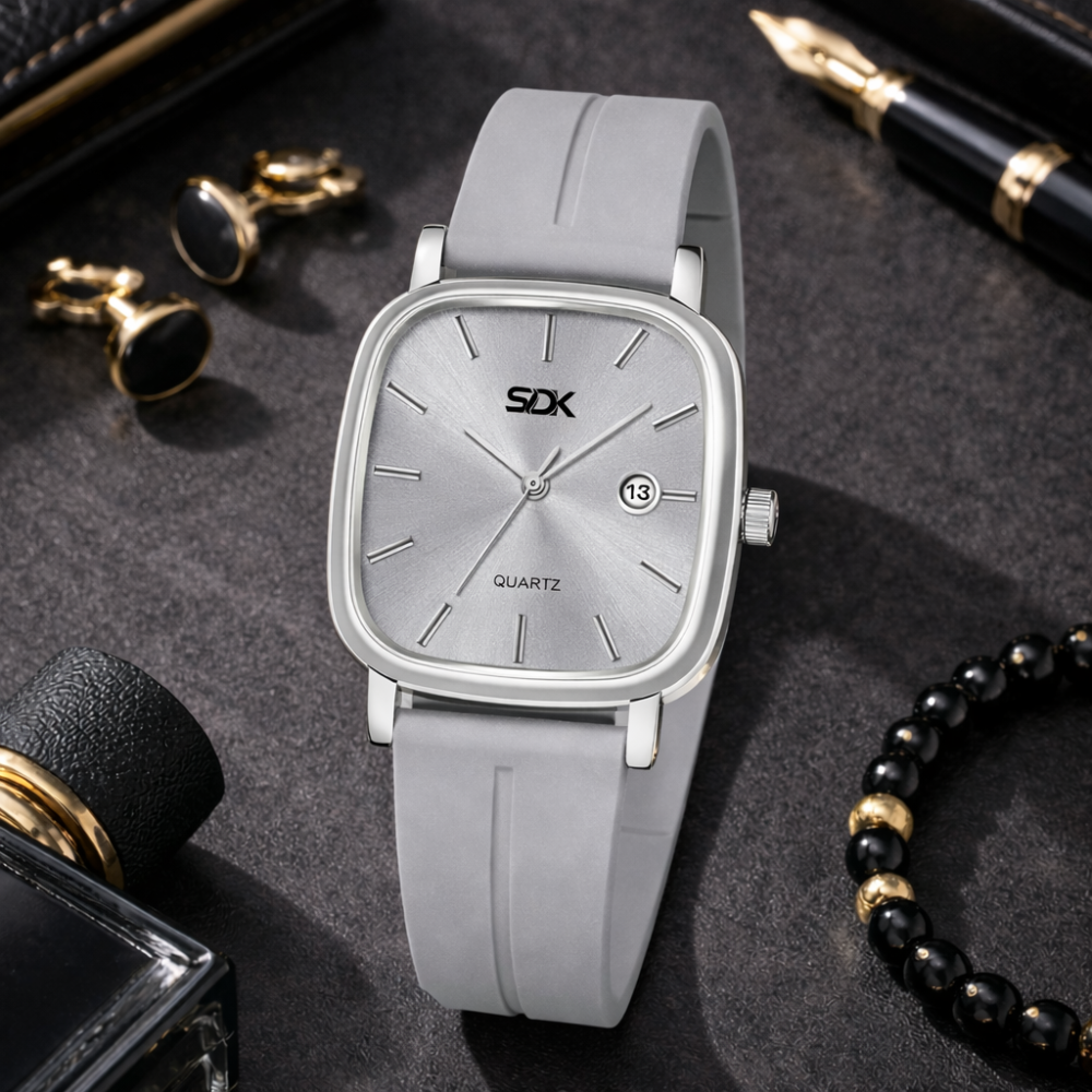 Silver Curve Series Watch-Grey