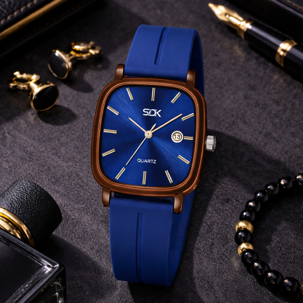 Urban Curve Silicone Watch-Blue