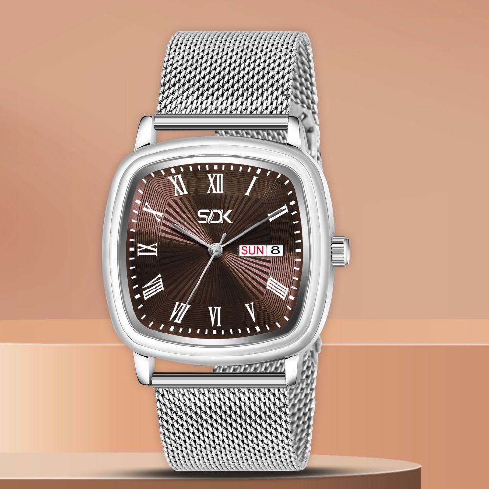 Prestige Day-Date Mesh Watch-Brown