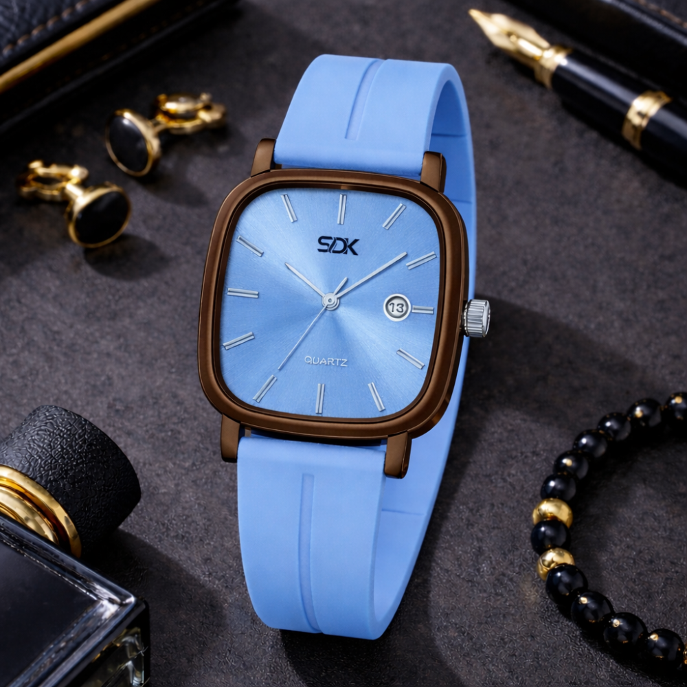 Urban Curve Silicone Watch-Sky-Blue
