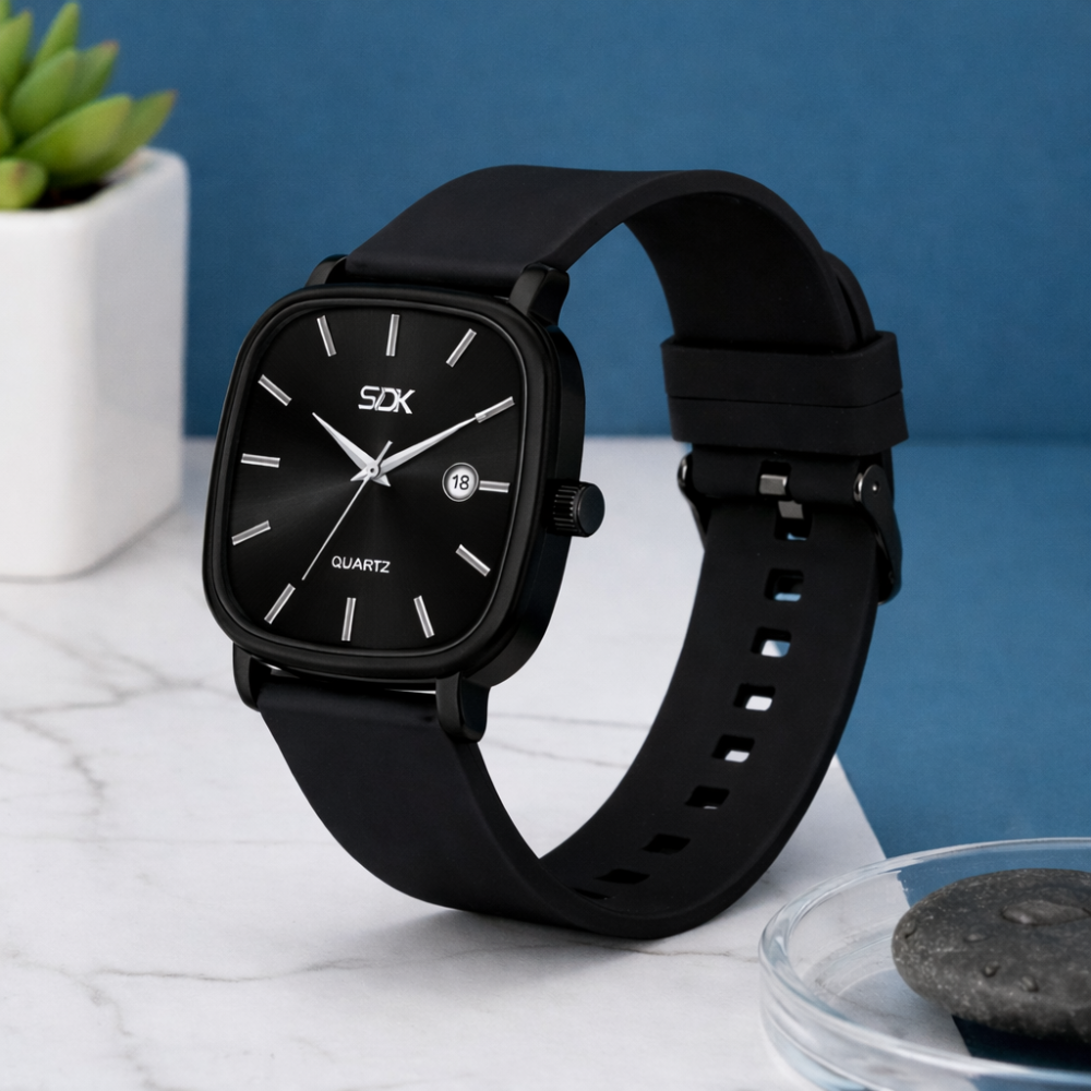 Premium Quartz Date Watch-Black