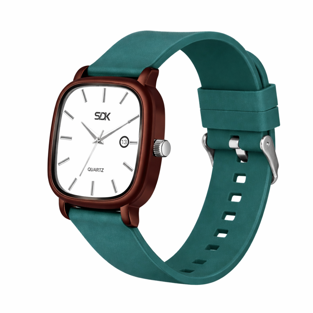 Classic Brown Square Dial Watch-Green