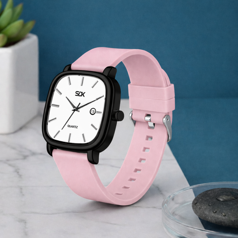 Obsidian Square Classic Watch-Pink