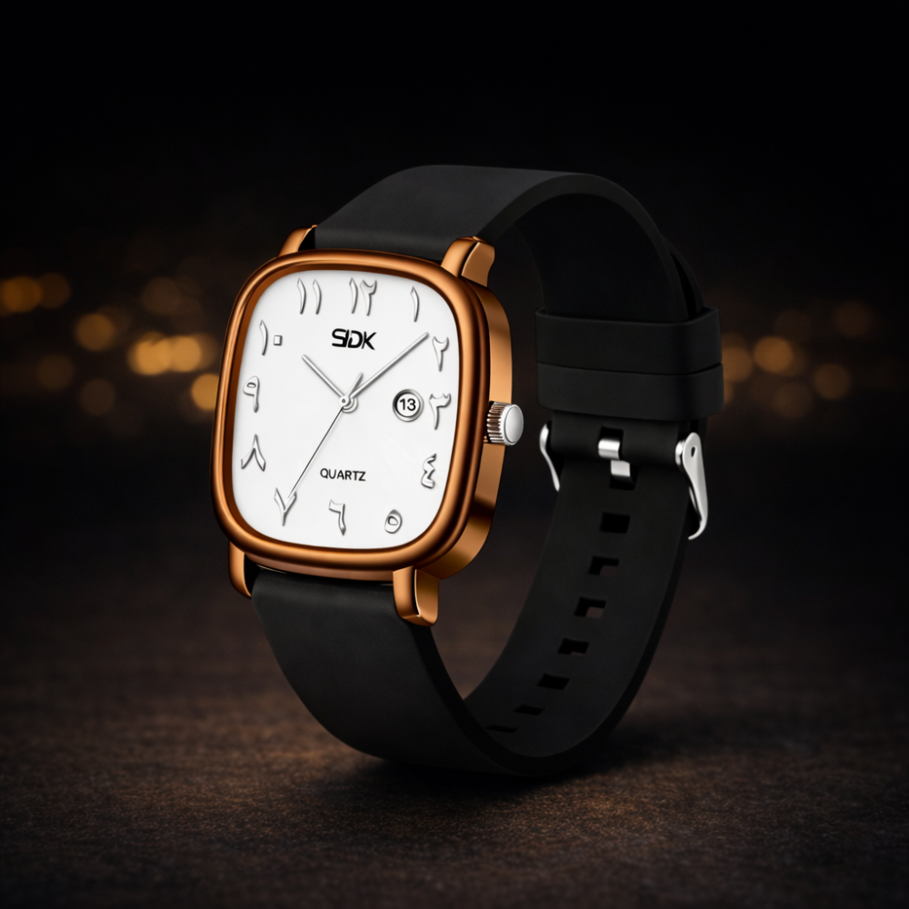 Brown Arabic Dial Quartz Watch-Black