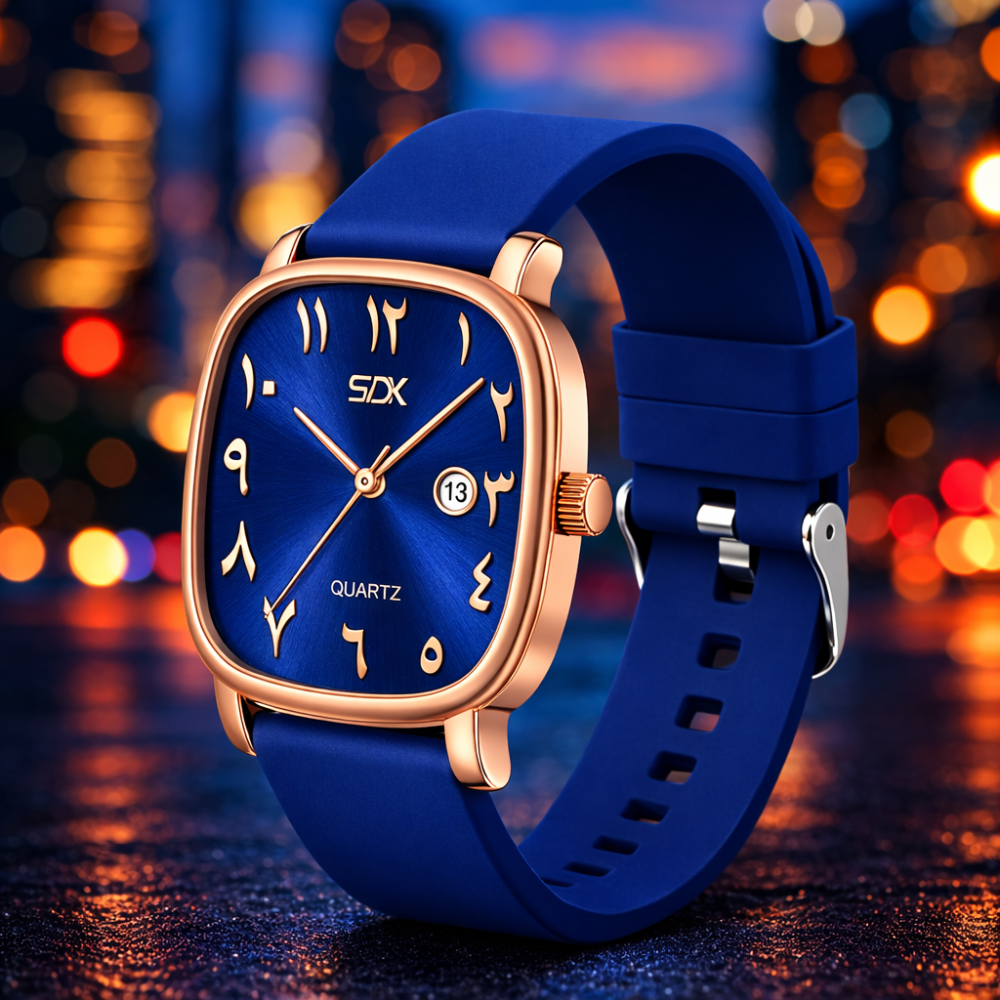 Rose Gold Arabic Premium Quartz Watch-Blue