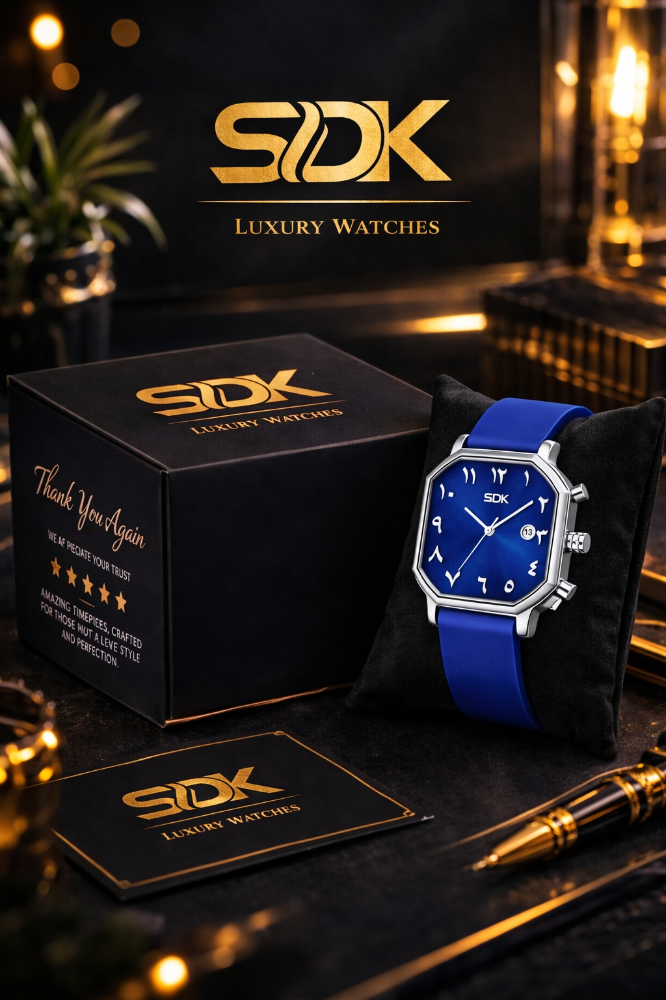 Silver Noir Arabic Edition Watch-Blue