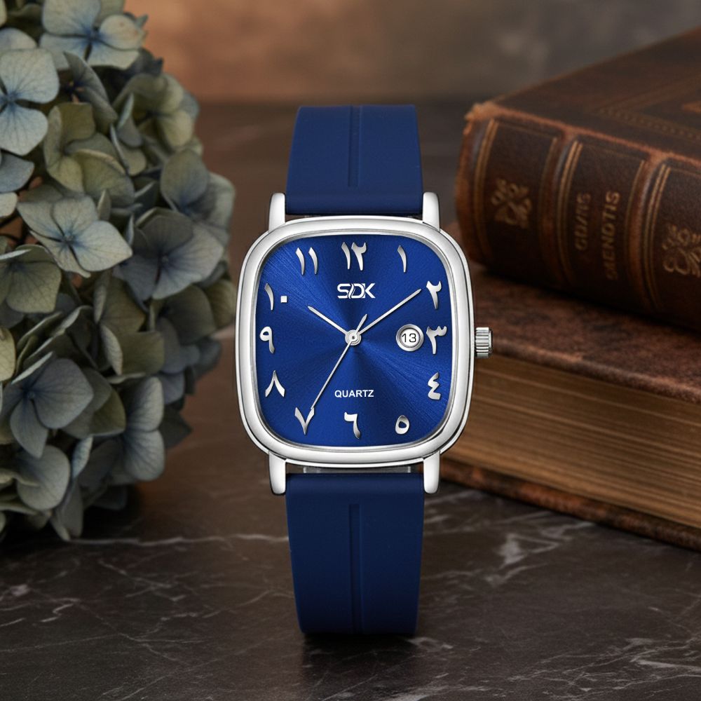 Silver Arabic Dial Premium Watch-Blue