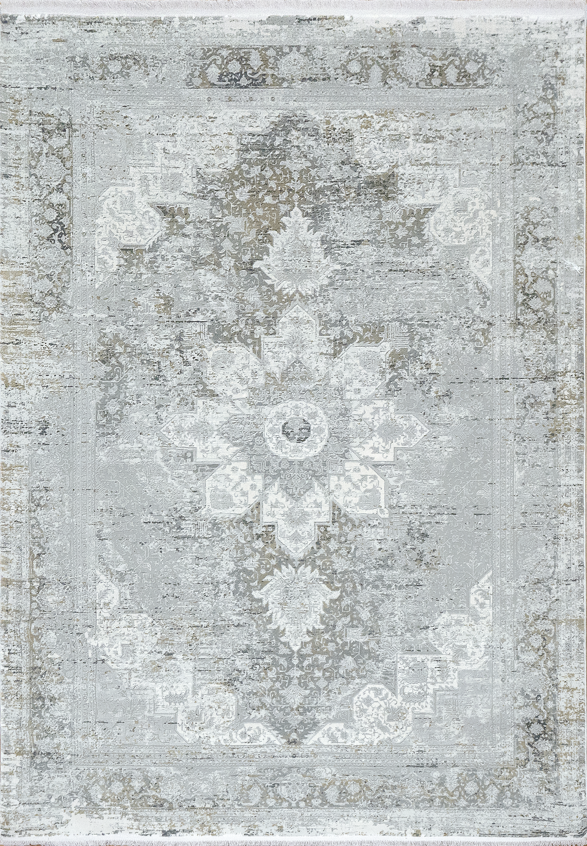 Ruby Transitional Grey Distressed Medium Pile Rug