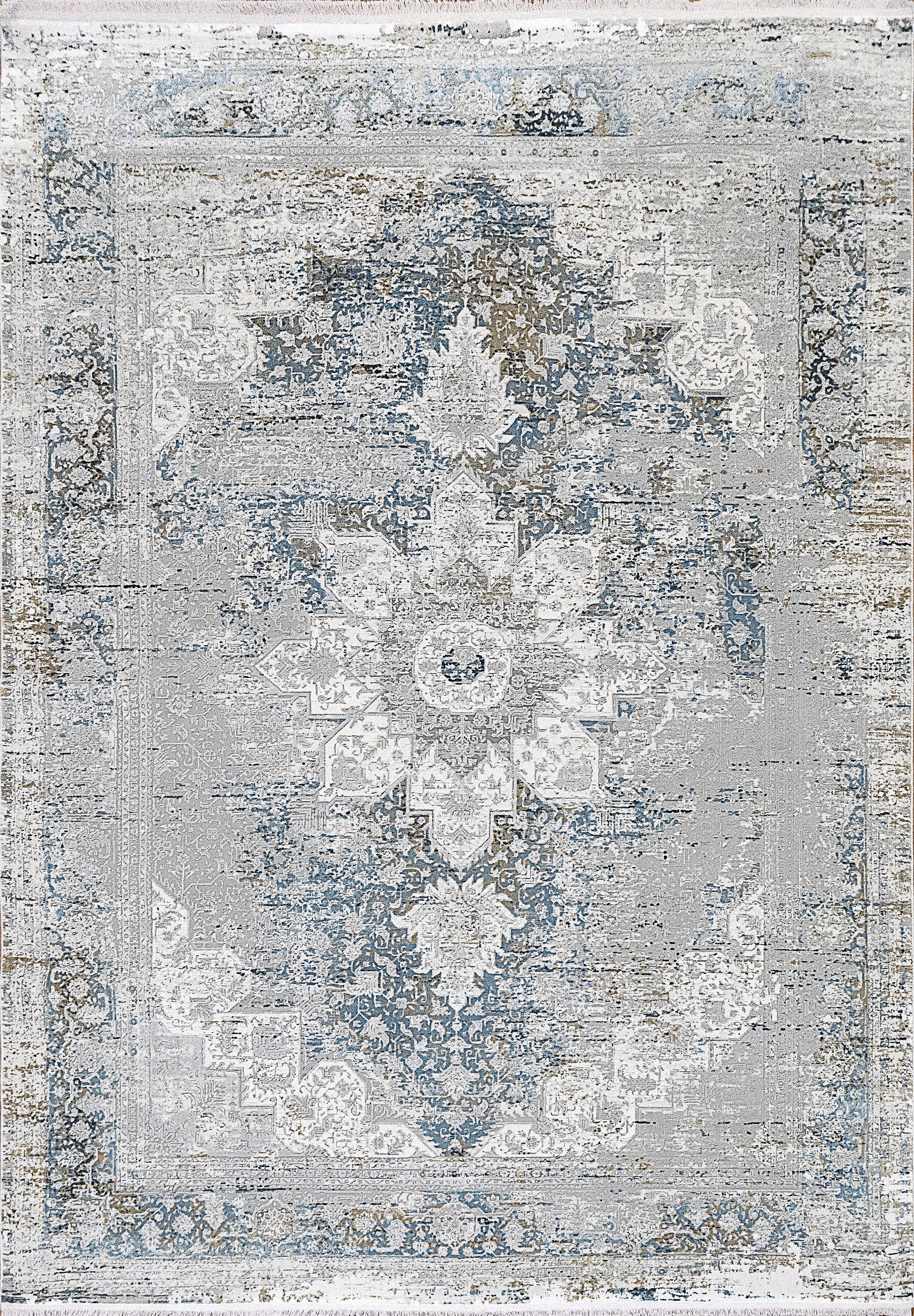 Ruby Transitional Grey/Blue Distressed Medium Pile Rug